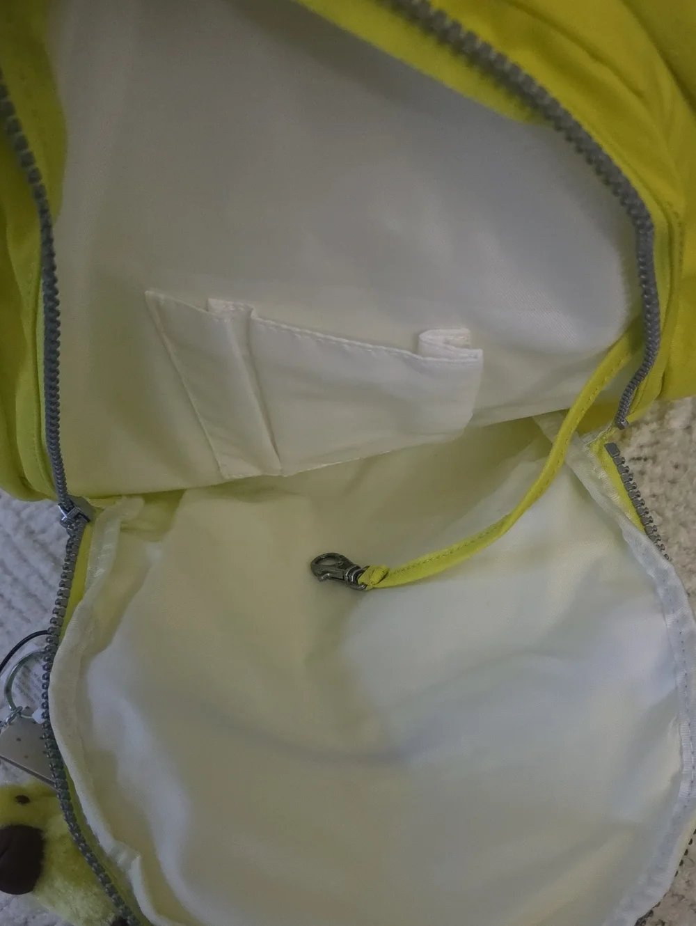 Kipling Neon Yellow Kids Backpack with Plush Monkey Charm
